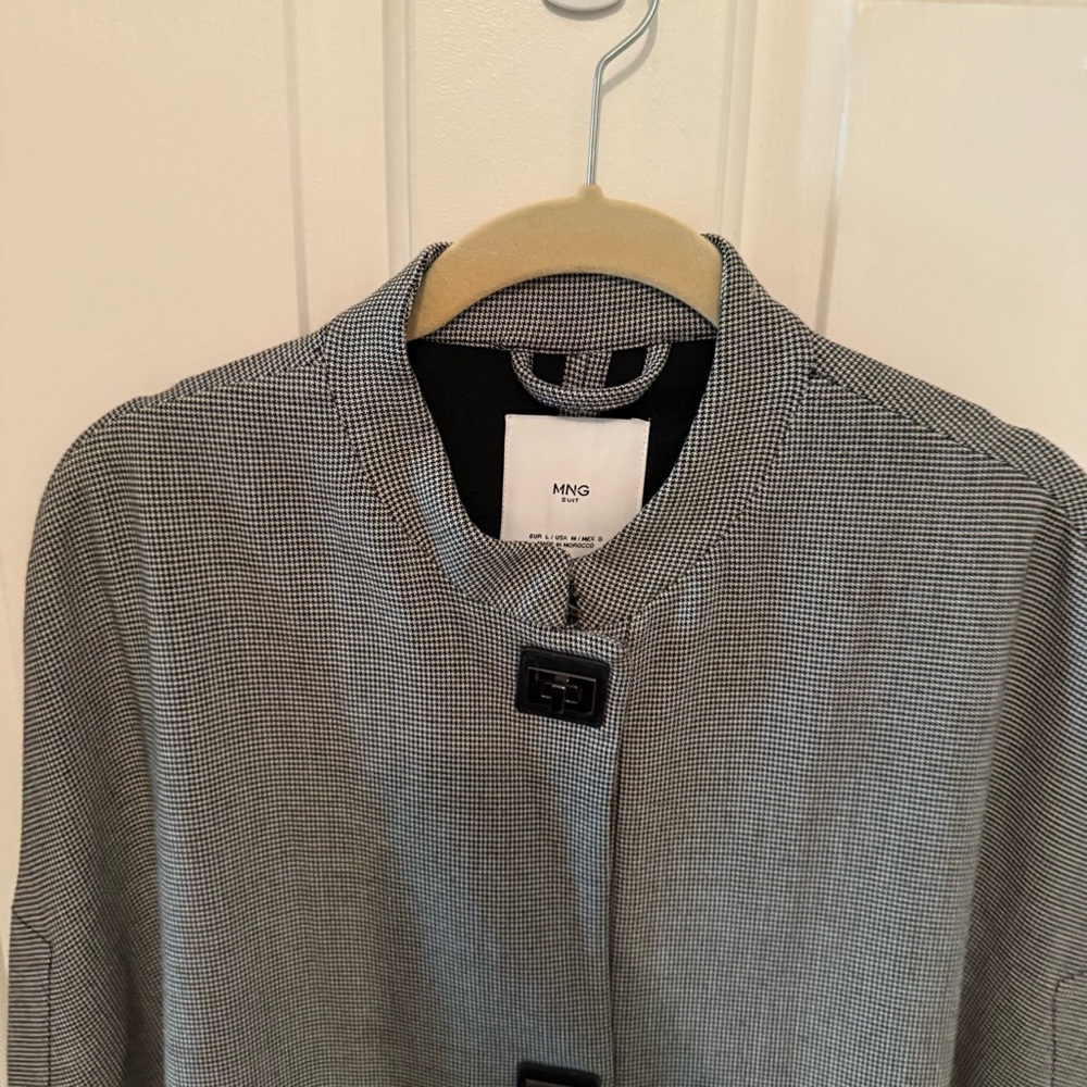 MNG Houndstooth Swing Coat Chic Size M Unique Vintage - Picture 3 of 10